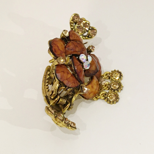 Haargreifer Haarspange Blume Vintage-Look Metall braun gold 4472f